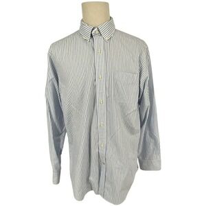 CREMIEUX CLASSICS‎ Mens L Button Down Shirt Blue White Stripe Long Sleeve Casual